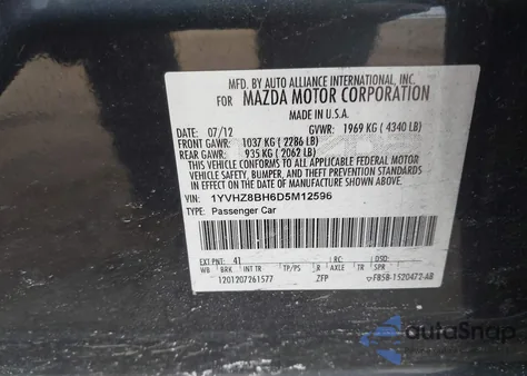 2013 Mazda Mazda6 I Sport из США, поврежденный, VIN 1YVHZ8BH6D5M12596